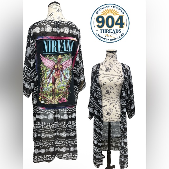 Nirvana Upcycled Duster Kimono Paisley Tie Dye - Picture 1 of 3